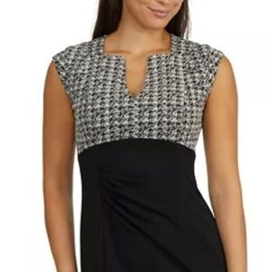 NWT Ellen Tracy Black and White Stretch Crepe Sleeveless Dress